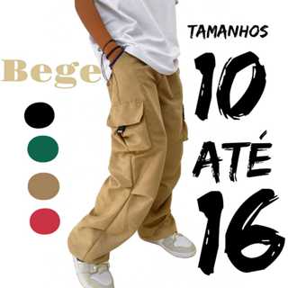 calça juvenil infantil masculina  cargo 4 bolsos escola passeio top em Oferta na Shopee