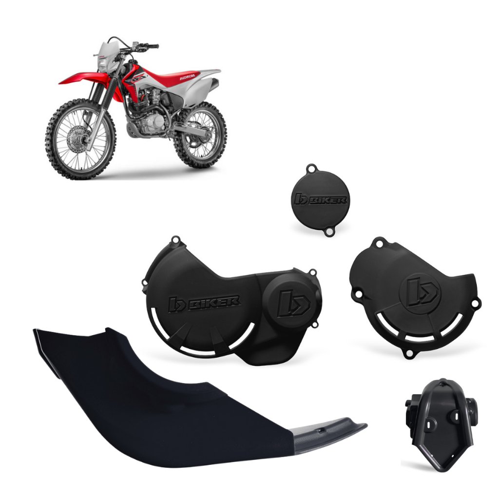 Protetor Tampas Laterais Motor Honda Crf 230 Biker + Protetor Motor Carter crf230 Trilha