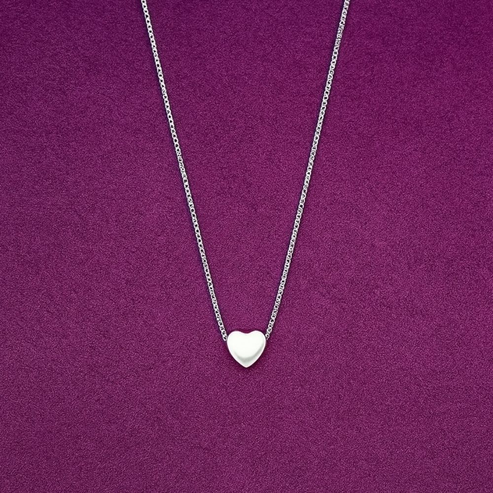 Colar Feminino Coração Ponto de Luz Prata 925 Delicado e Minimalista