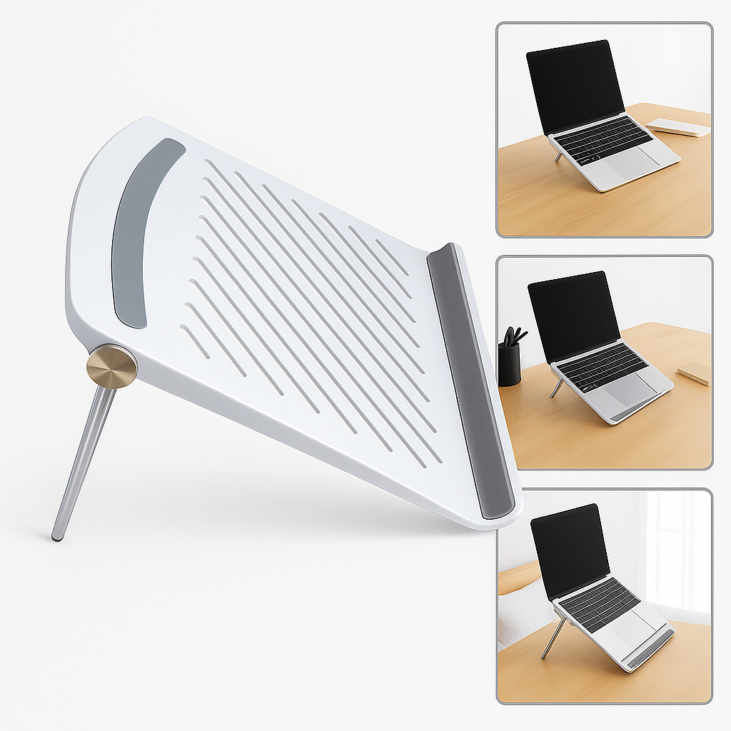 Suporte Ergonômico Para Notebook Dobrável Ergonômico Branco Mesa e Escritório