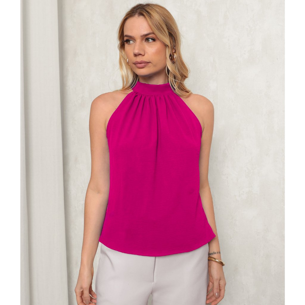 Regata Blusa Gola Alta Franzido Duna