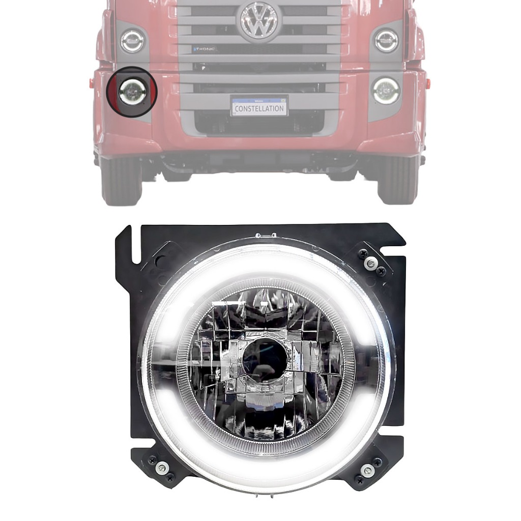 Farol Direito VW Constellation Drl Led 2006 07 a 2022 Iluminação Caminhão 24250 24280 19330 19320