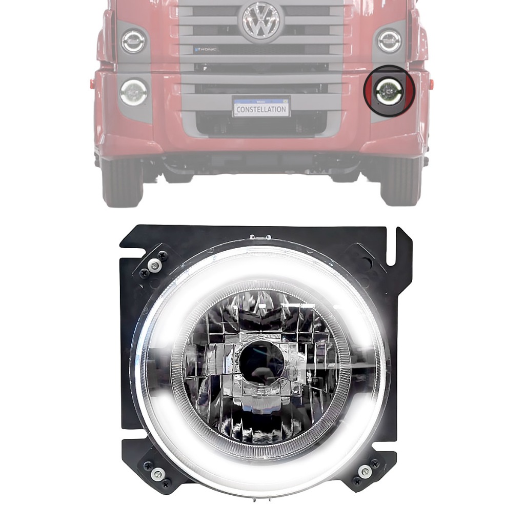Farol Esquerdo VW Constellation Drl Led 2006 07 a 2022 Iluminação Caminhão 24250 24280 19330 19320