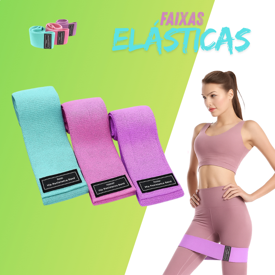 Kit 3 Faixas Extensoras em Látex para Treino Funcional Academia Casa Alongamento Pilates