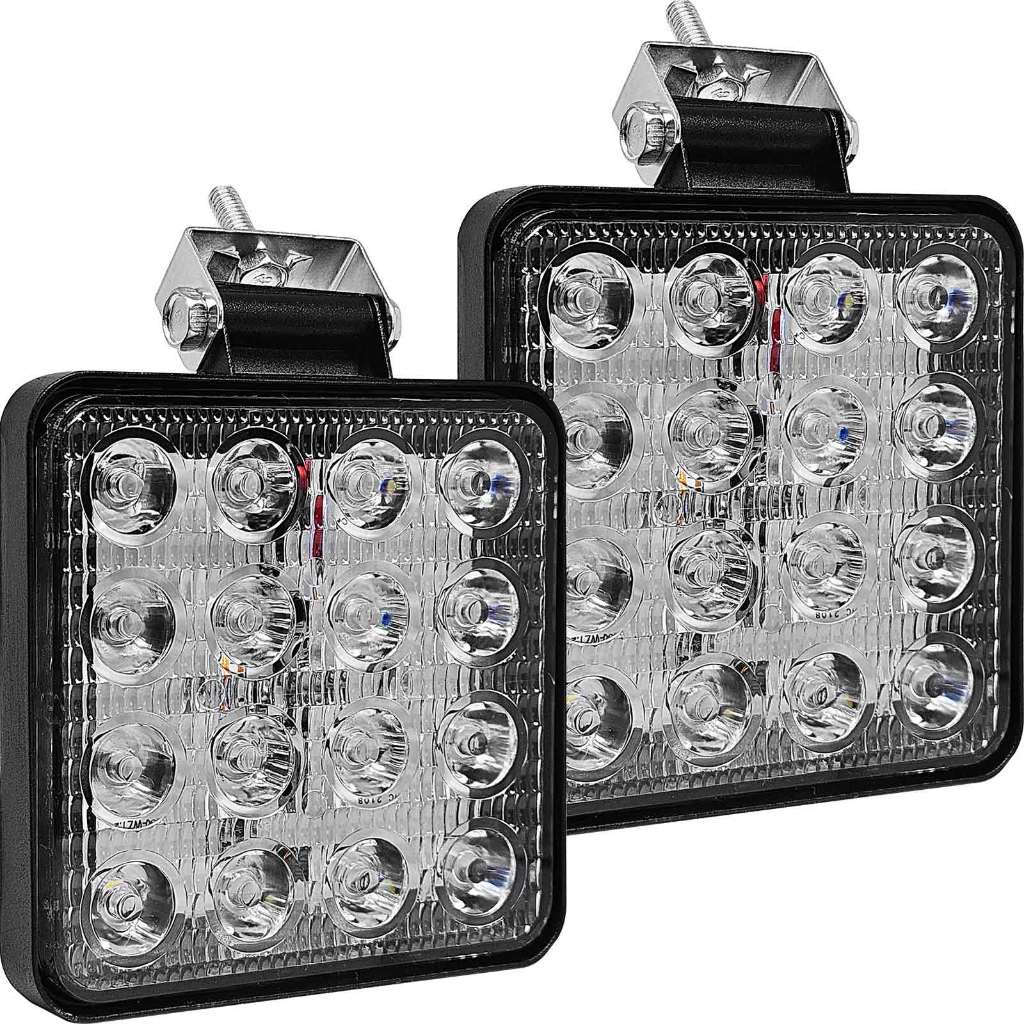 2x Farol De Milha 16 Leds 42w 12v/24v Quadrado Offroad 6000k em Oferta na Shopee
