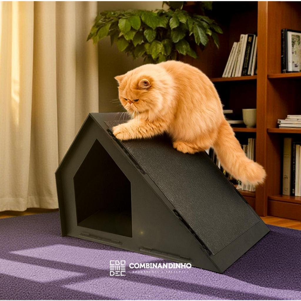 Rampa Arranhadora Para Gatos Em Mdf com carpete Casa Playground Luxo Pet Cama para gato Confortavel