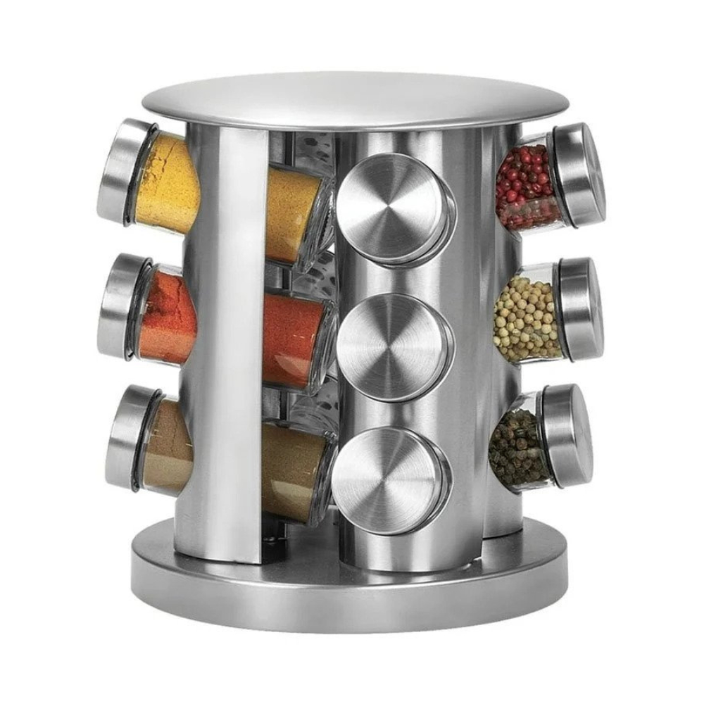 Porta Tempero Giratório Inox 12 Potes em Oferta na Shopee