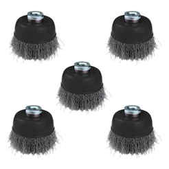 Escova Copo Aço Ondulado 3 Pol. Rosca M14 1 Linha Lixadeira kit c/5