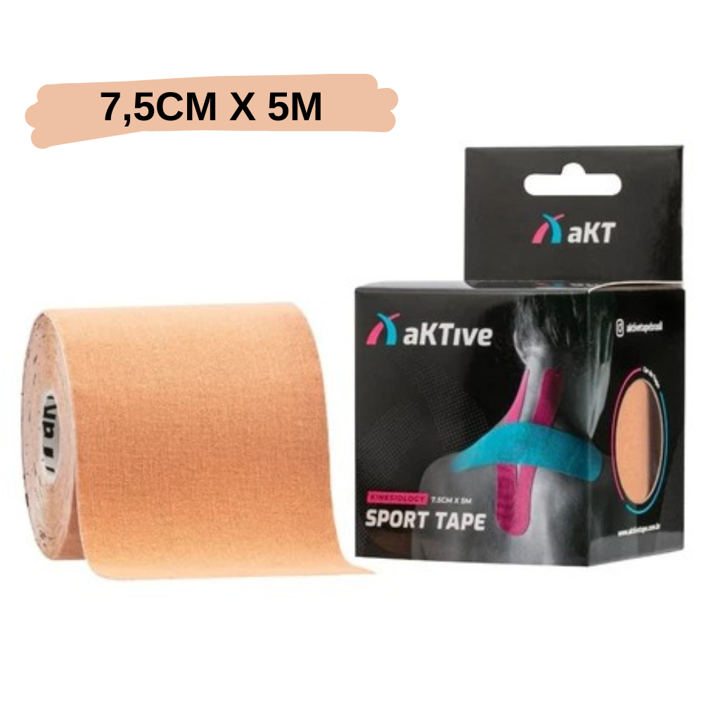 Fita Adesiva Bandagem Elástica Kinésio Tape Original Aktive Muscular Esportiva Fisioterapia 7,5CMx5M em Oferta na Shopee