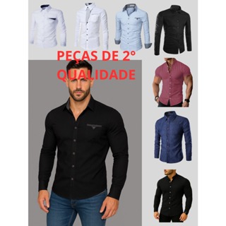 camisa social lisa manga longa e Curta de segunda qualidade - camisa social slim - Camiseta camisa de 2° camisa barata em Oferta na Shopee