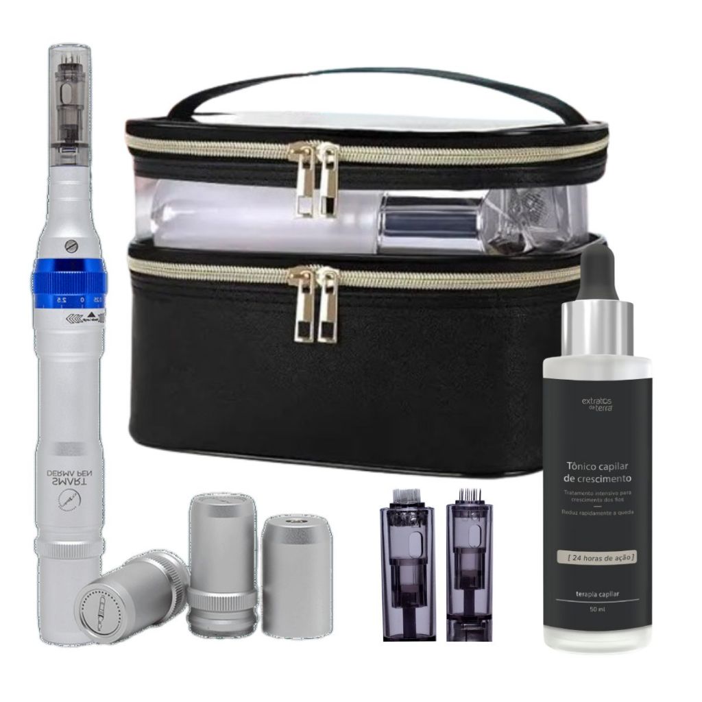 Caneta De Micro Derma Pen Smart GR + Tônico Crescimento Capilar Extratos