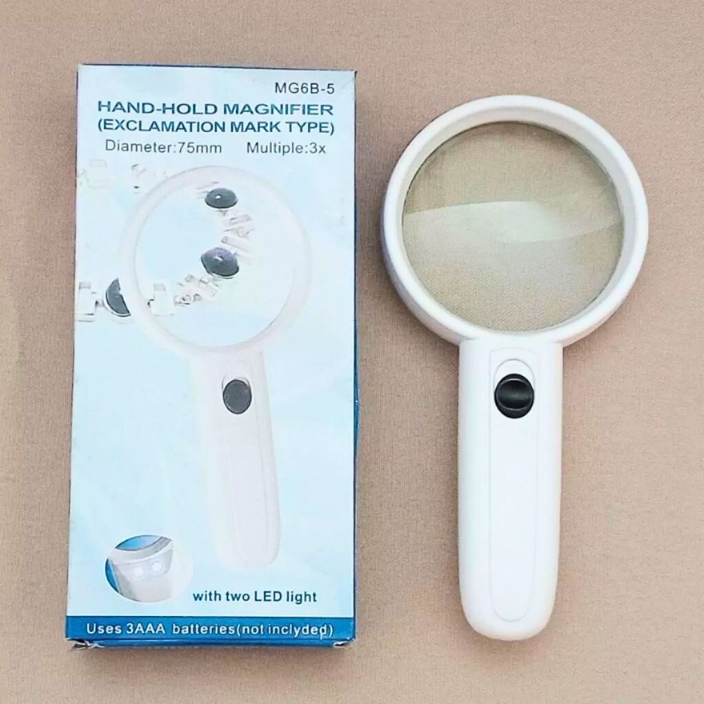 Lupa de mão com Luz Led para Leitura, Coleção de Selos e Moedas, Bula/ Aumenta x3
