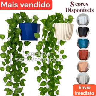 Arranjo Pendente 3 Cordões Hera/Jiboia no Vaso Plastico cerâmico Cores em Oferta na Shopee