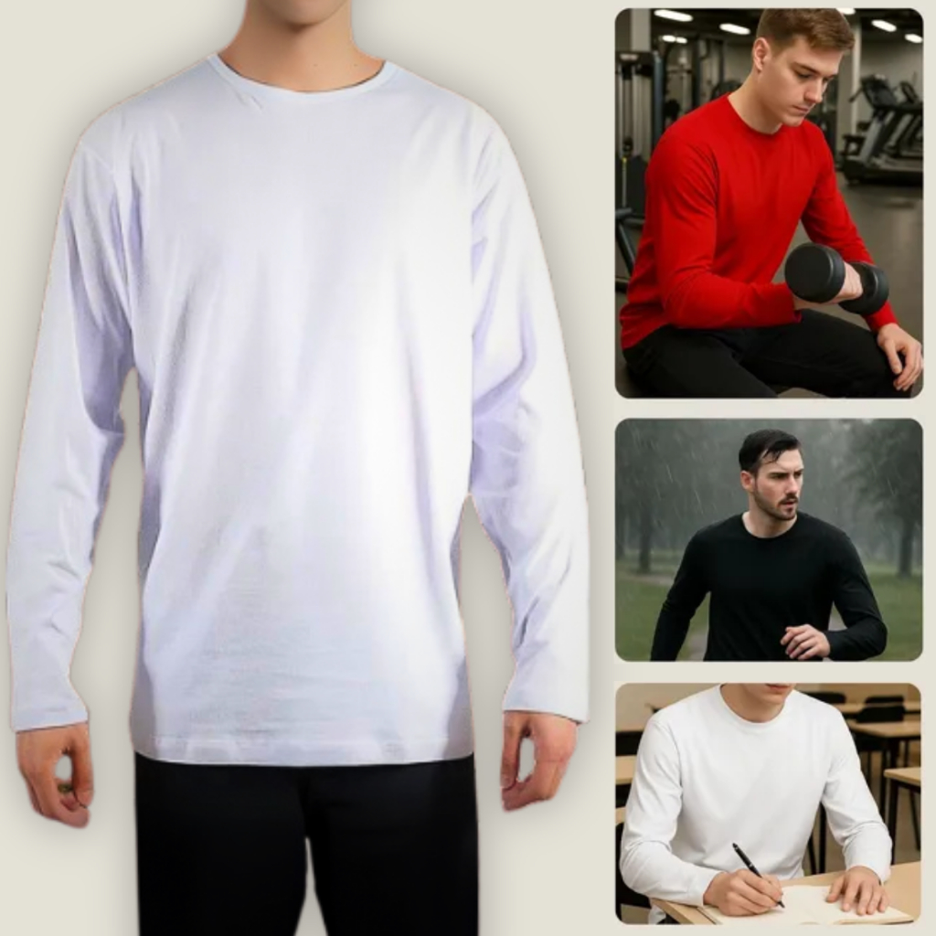 Blusa Masculina Manga Longa Ideal Para o Frio Algodão Reforçada Inverno Lisa Camisa Manga Comprida em Oferta na Shopee