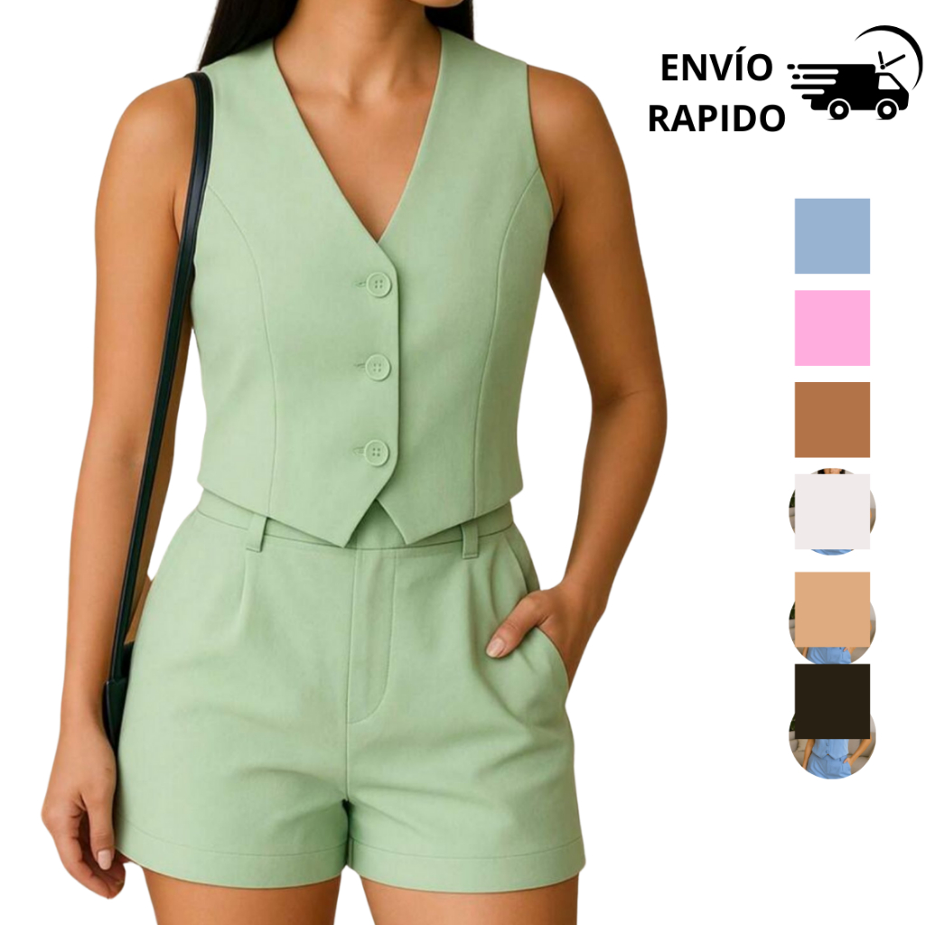 Conjunto Femenino Alfaiataria Short e Colete Social Elegante Casual : Tamanho P AO GG em Oferta na Shopee