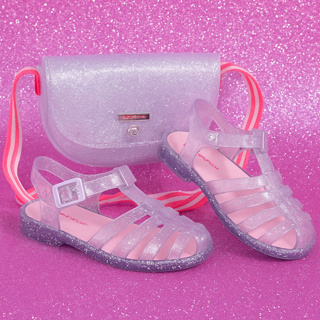 Sandália Infantil Aranha Menina Jelly Glitter Bolsa Emborrachado Volta as Aulas Escolar Mar&Cor em Oferta na Shopee