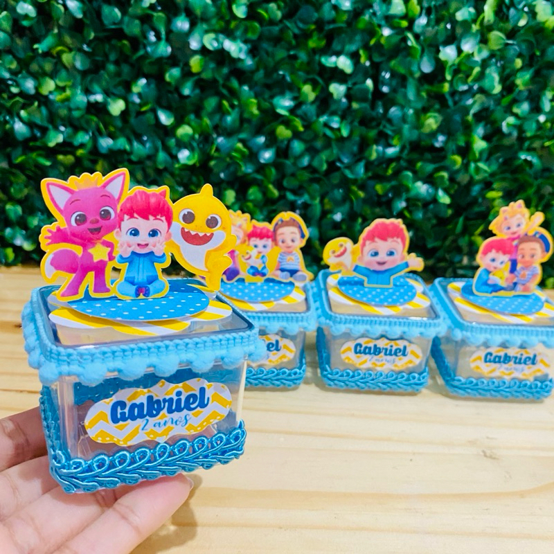 Kit 10 Caixas Acrílica 5x5 Bebefinn Lembrancinha Personalizada Luxo | Festa Infantil
