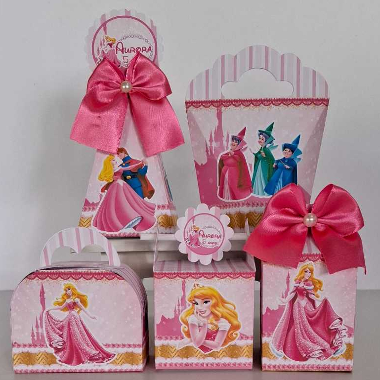 PEGUE E MONTE - KIT FESTA CAIXINHA PERSONALIZADAS LEMBRANCINHA PRINCESA AURORA BELA ADORMECIDA
