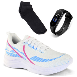 kit Completo Tênis Feminino Leve Barato + Relógio + Meia Confortável Academia Promoção Casual em Oferta na Shopee