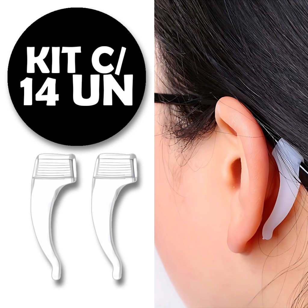 Kit 14 Gancho Para Óculos Silicone Transparente  Protetor De Óculos Para Orelha Infantil Esporte