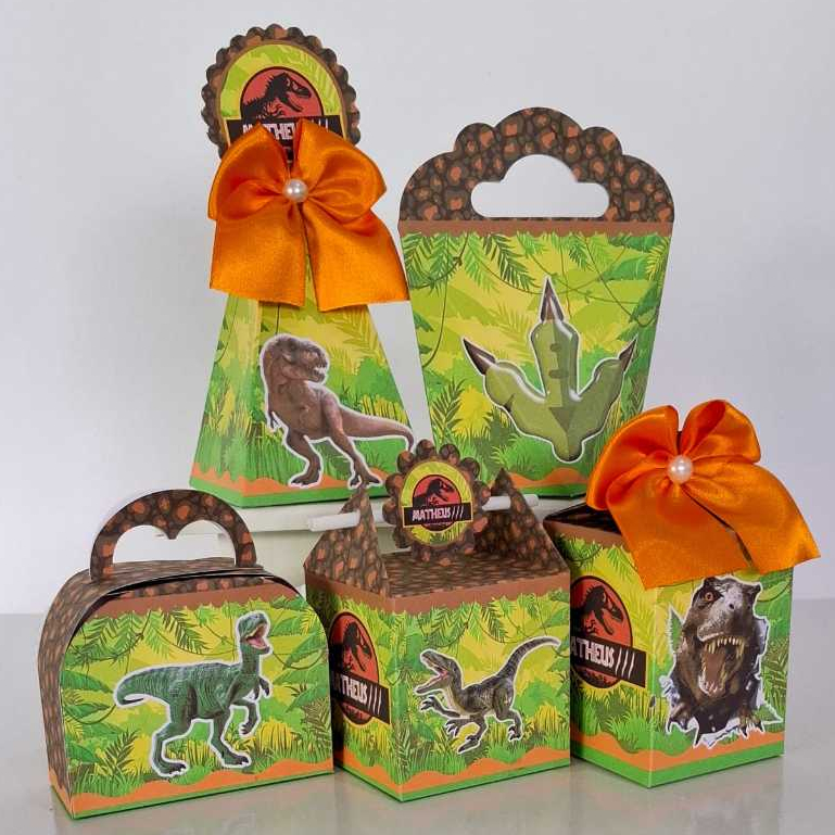 PEGUE E MONTE - KIT FESTA CAIXINHA PERSONALIZADAS LEMBRANCINHA DINOSSAURO JURASSIC PARK