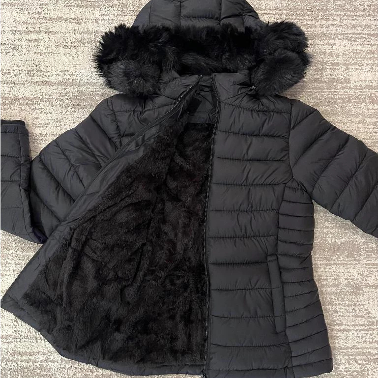 Promoção! Jaqueta Nylon Parka Infantil Feminina Com Capuz Forrada Pelinho Inverno