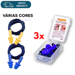 KIT 3 Protetor Auricular Plug 18dB com Caixinha Abafador Ruídos Tampão Ouvidos / Ca 11512