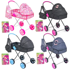 Carrinho De Boneca Grande Infantil C/ Berço Bebê Reborn Xikitinha Rosa Dobrável + Bolsa e Mamadeira