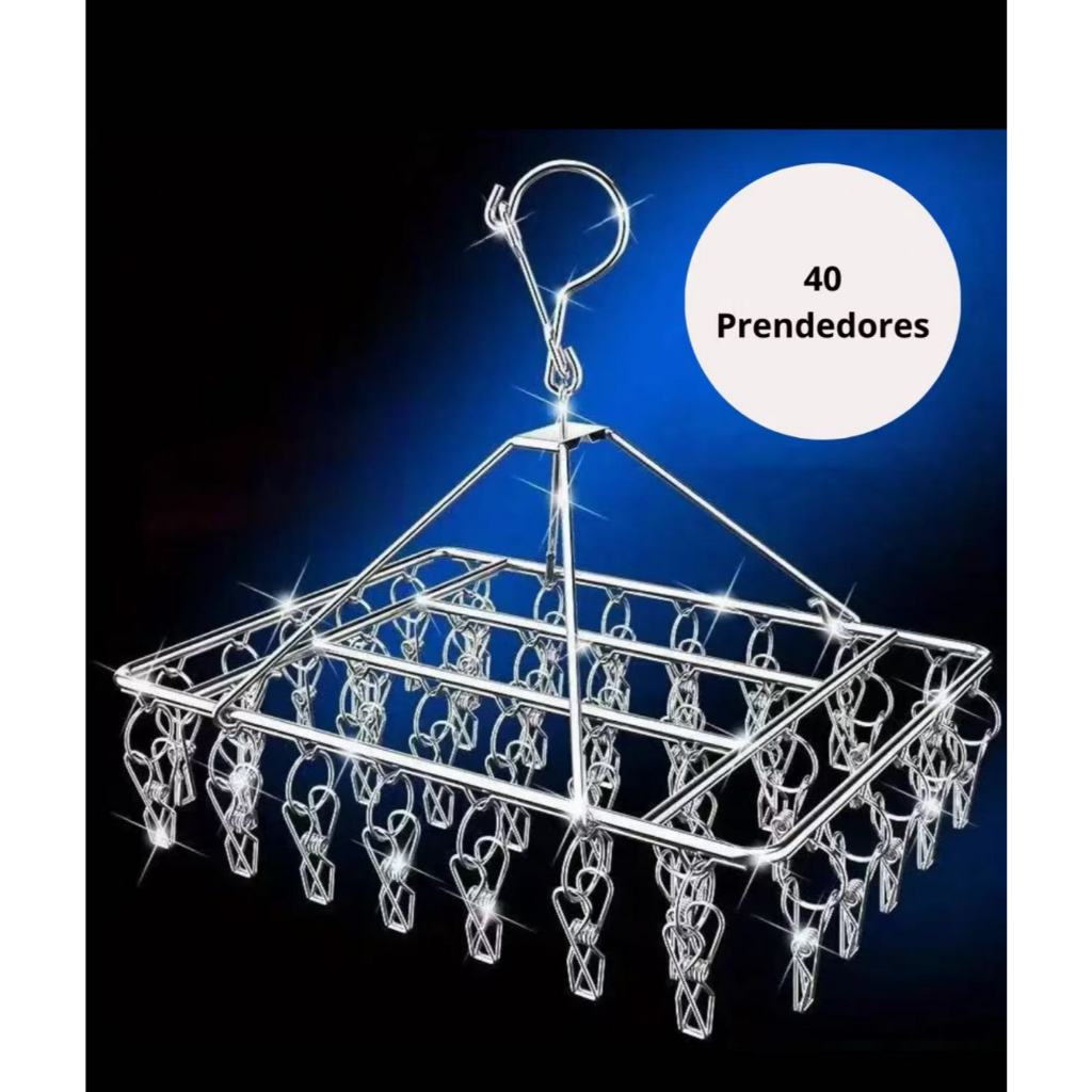 Varal 40 Prendedores Roupa Bebe Calcinha Cueca Dobrável Inox---Varal 20 Prendedores Roupa Beb