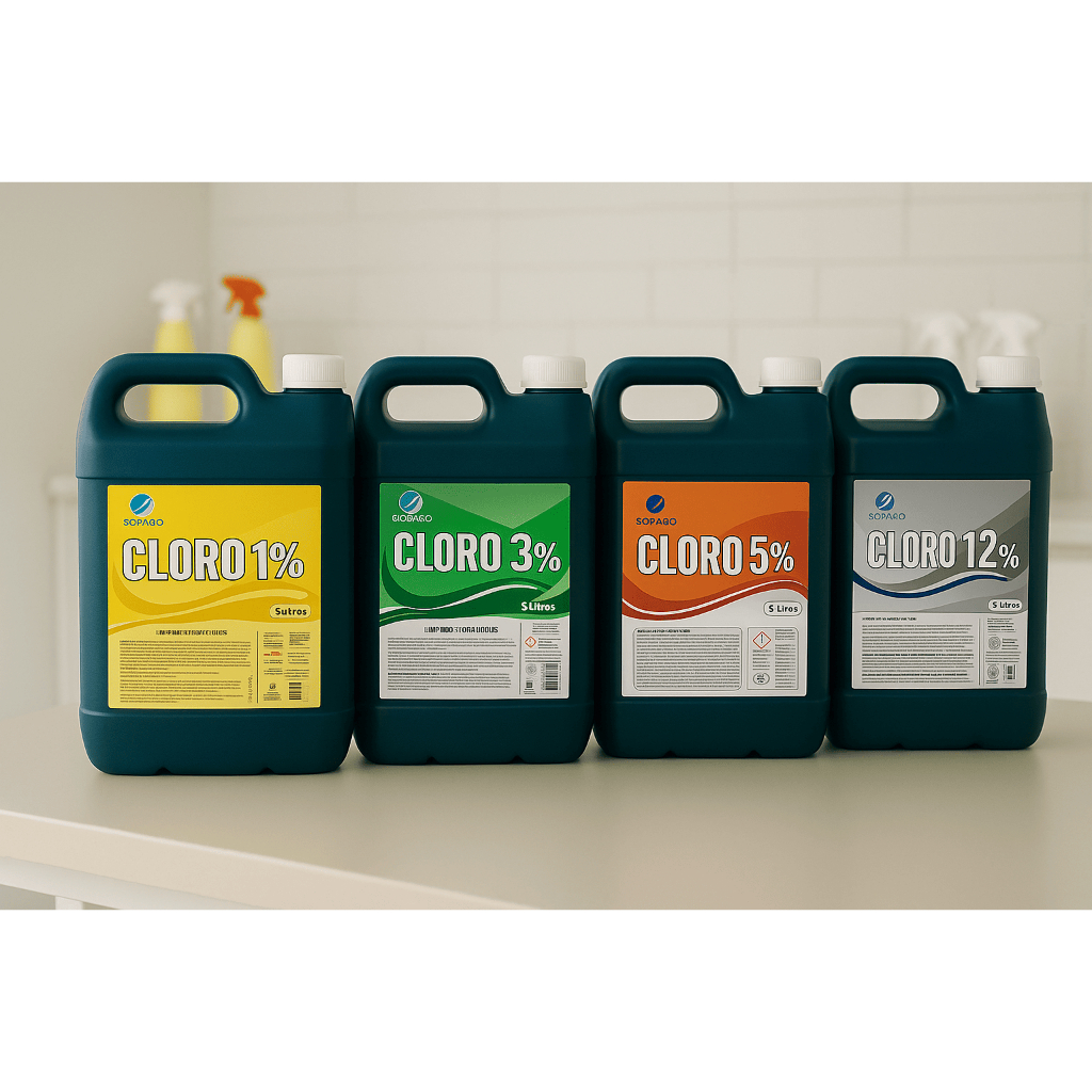 Cloro Líquido 5 Litros Galão Limpeza Pesada Desinfecção Higienização Alvejante Purificador Várias Concentrações