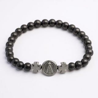 Pulseira Elastico Hematita Nossa Senhora Aparecida