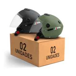 Kit 2 Capacete Aberto New Atomic Elite Masculino Feminino Nf
