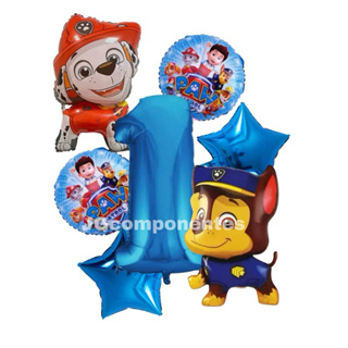 Kit 6 Balões Metalizados Patrulha Canina + Estrela + Número em Oferta na Shopee