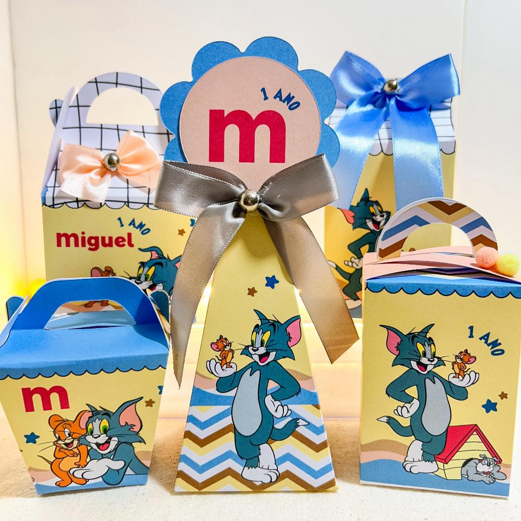 Caixinhas tom e jerry personalizadas aniversário festa infantil lembrancinha caixinha milk cone pegue e monte