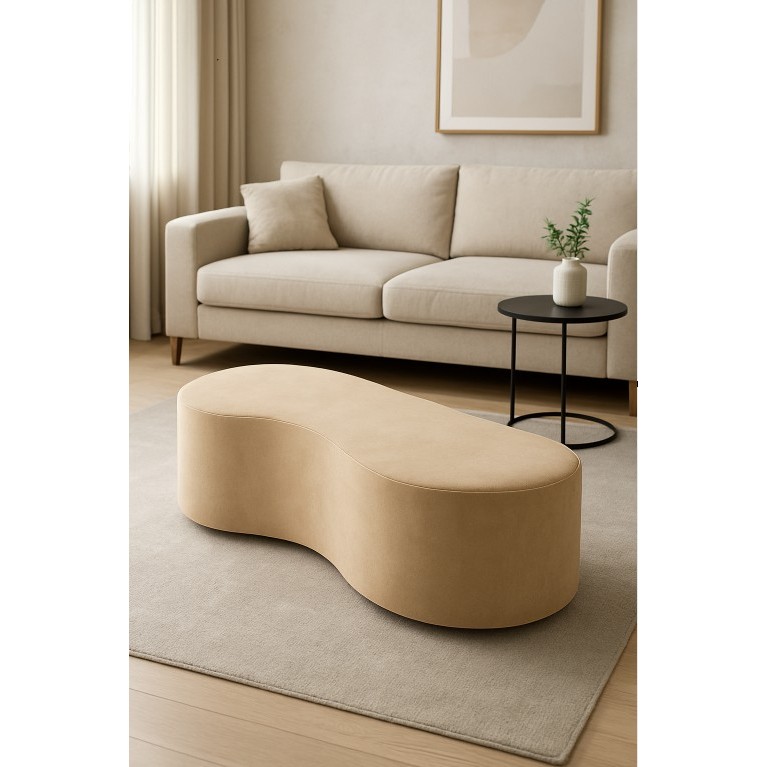 Puff Orgânico Átria 🪑 Suede Bege Premium | Conforto & Estilo