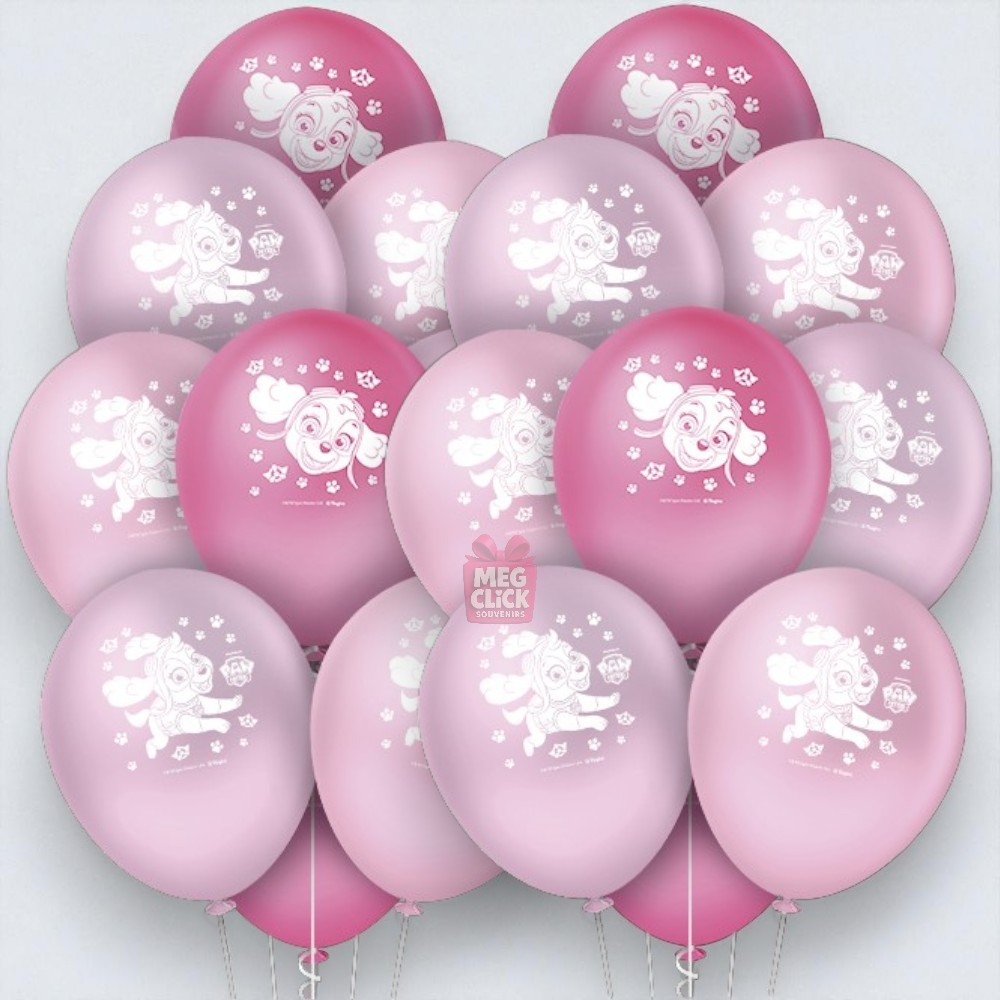Kit 25 Balões Skye 9” | Tema Patrulha Canina Rosa para Festa Infantil e Aniversário [REGINA] em Oferta na Shopee