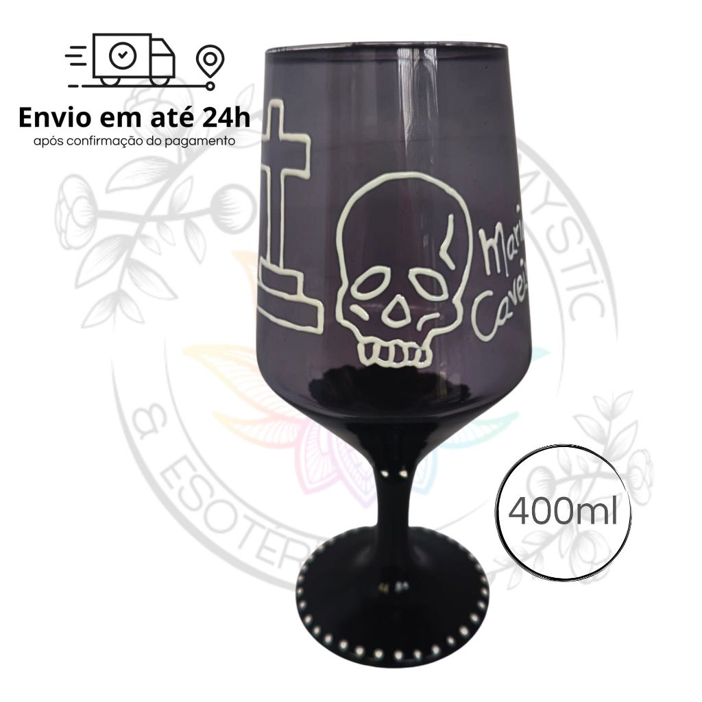 Taça Pomba Gira Maria Caveira Negra Luxo 400ml - Umbanda Candomblé Orixás