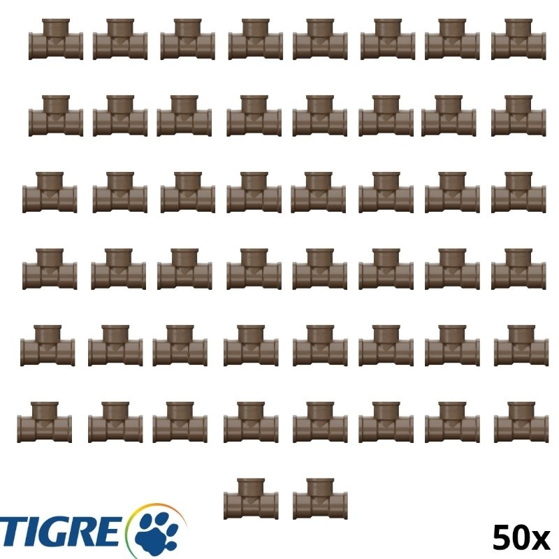 Tê Soldável Marrom PVC 25mm 3/4 Liso Água Fria Tigre em Oferta na Shopee