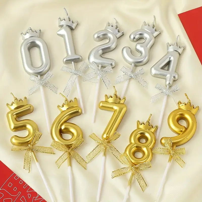 Kit  Velas De Aniversario e Mesversario Numero Decorativo Topo Bolo Coroa Laço (0 ao 12)(0 ao 9)