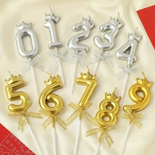 Kit  Velas De Aniversario e Mesversario Numero Decorativo Topo Bolo Coroa Laço (0 ao 12)(0 ao 9) em Oferta na Shopee