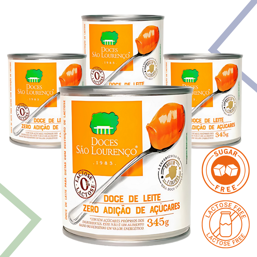 Kit 4 Latas Doce de Leite Zero Açúcar Zero Lactose Sem Glúten 345g – Doces São Lourenço em Oferta na Shopee