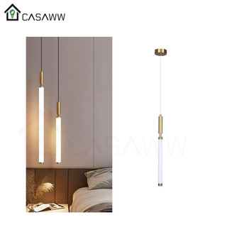Pendente Led Dourado Lavabo Cozinha Cabeceira Luminária Suspenso Tubo Bastão Minimalista 3200K
