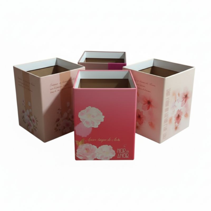 Kit 5/10 Cachepot Papel Quadrado Diversas Cores e Estampas, Pote 13, Floral Atlanta.