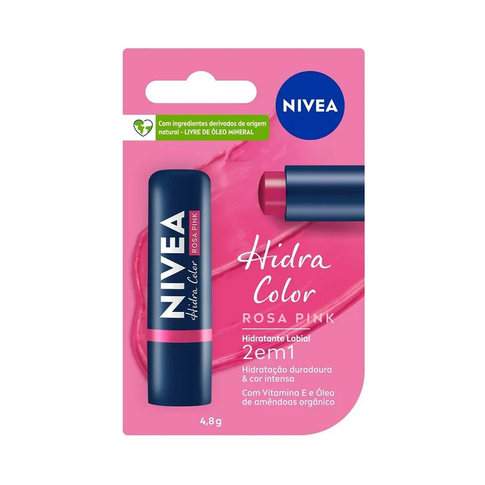 Hidratante Labial NIVEA Hidra Color 2 em 1 Rosa Pink 4,8g em Oferta na Shopee