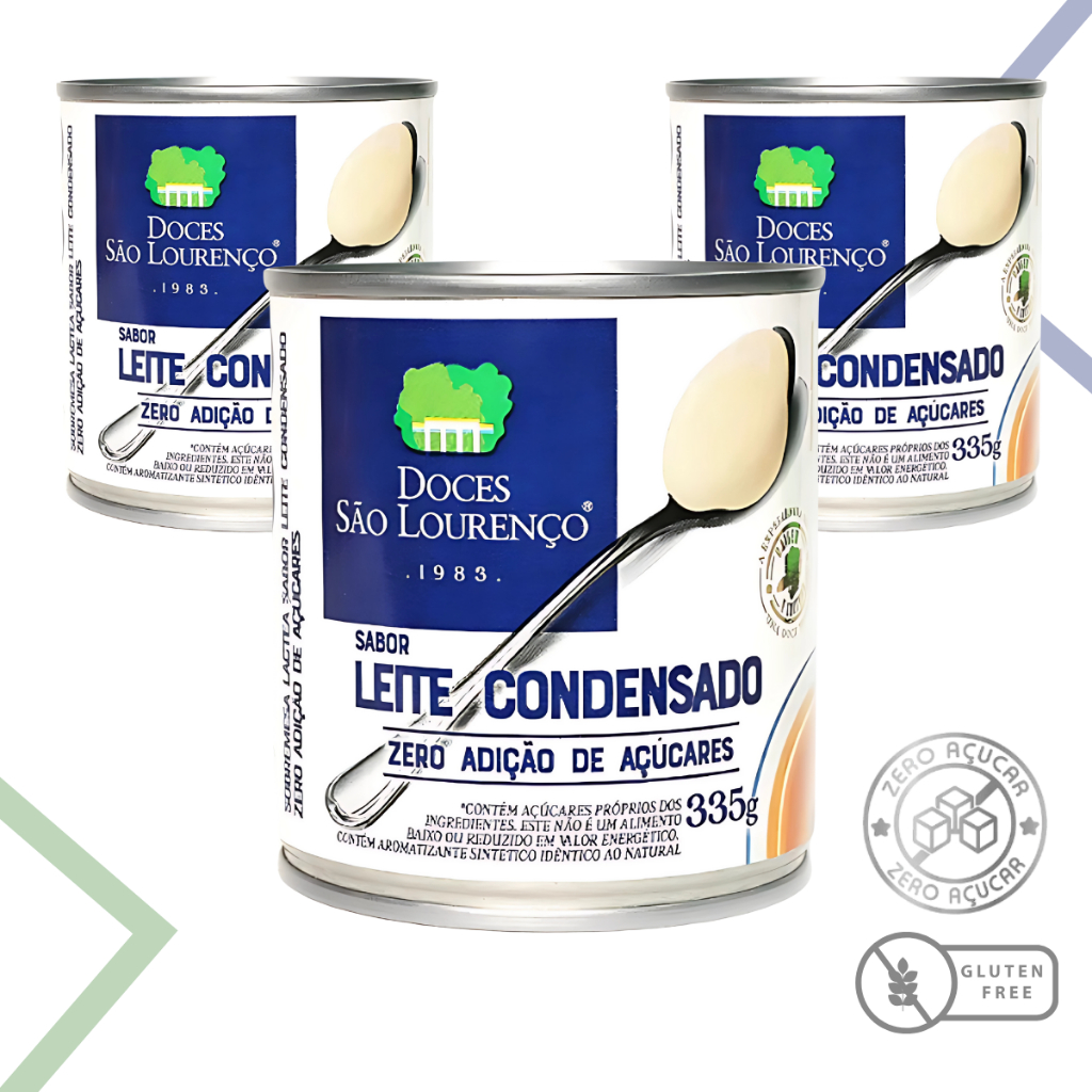 Kit 3 Latas Leite Condensado Zero Açúcar Sem Glúten 335g – Doces São Lourenço | Diet