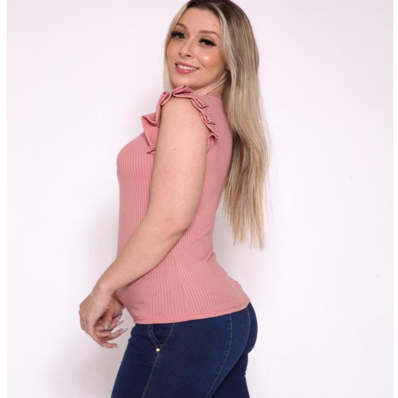 BLUSA CANELADO  BORBOLETO MANGA BABADO FEMENINA TENDENCIA\ MODA\ VERAO