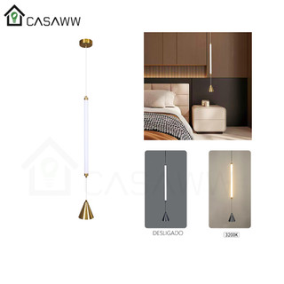 Pendente Tubo Cone Led Minimalista Luminária Pendente De Teto Dourado Preto 3200K Lustre Lavabo Bar