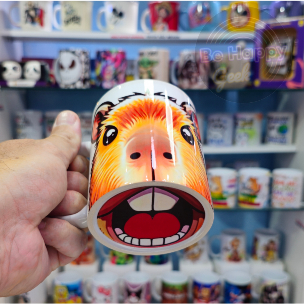 Caneca de Porcelana CAPIVARA BOCÃO Capyneca Boca em baixo com caixinha. em Oferta na Shopee