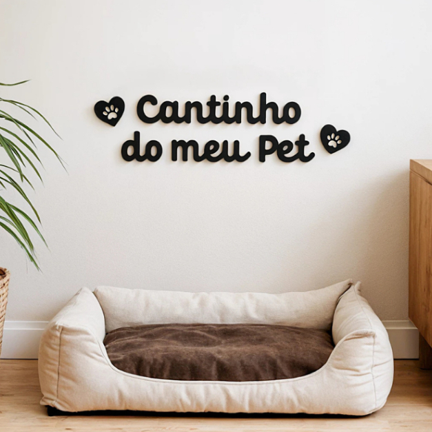 Quadro Decorativo Cantinho Do Meu Pet Com Dupla Face em Oferta na Shopee