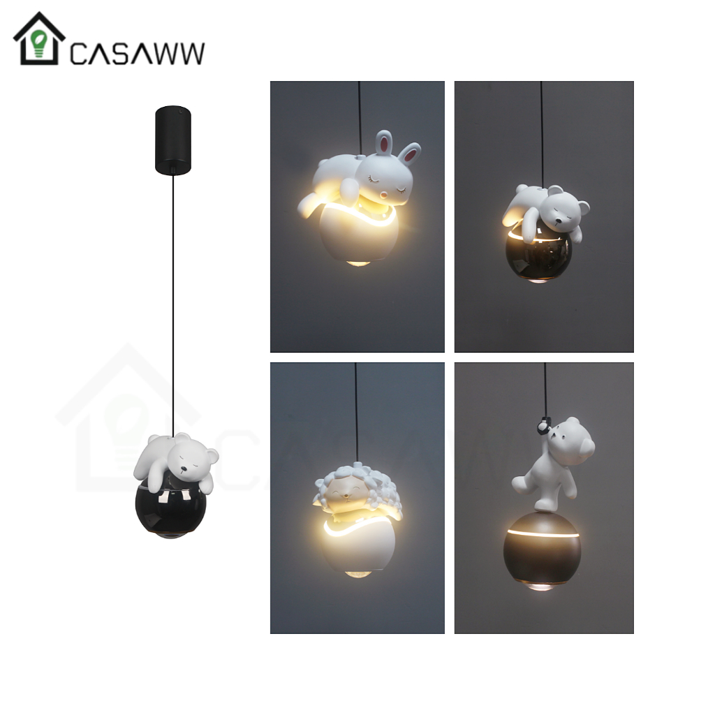 Luminária Pendente Infantil Quarto Infantil Pendente Coelho Ovelha Ursinho Urso LED 3200K